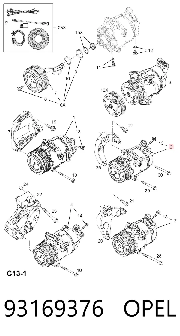 Sprężarka klimatyzacji 93169376 Opel