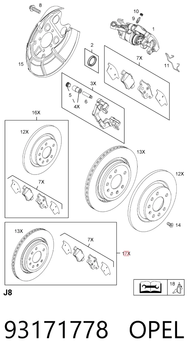 Tarcza hamulcowa tylna 93171778 Opel