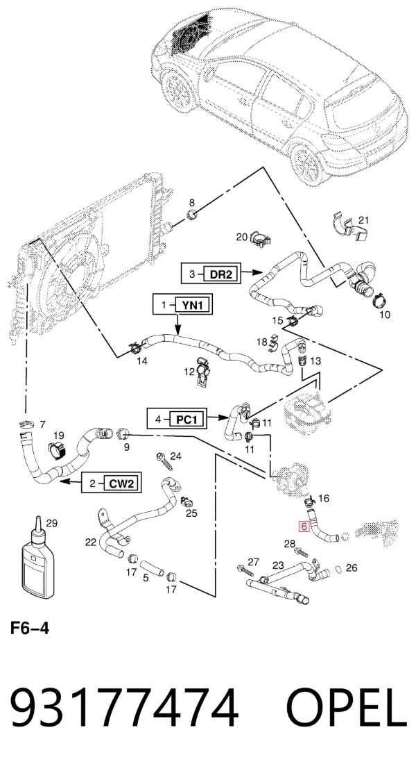 Wąż (przewód) chłodnicy EGR, doprowadzenie 93177474 Opel