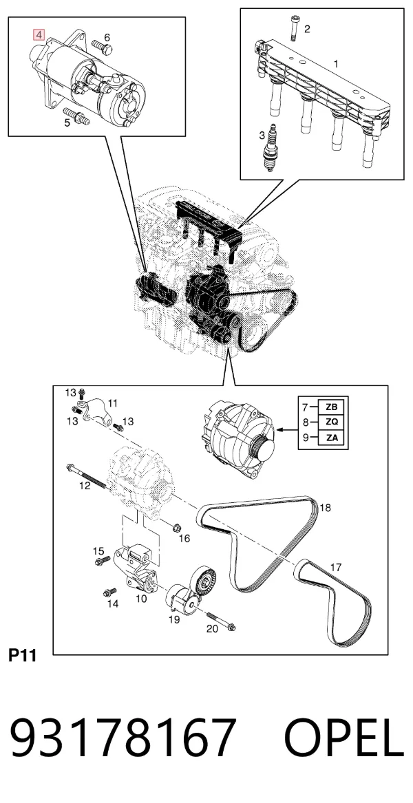Rozrusznik 93178167 Opel