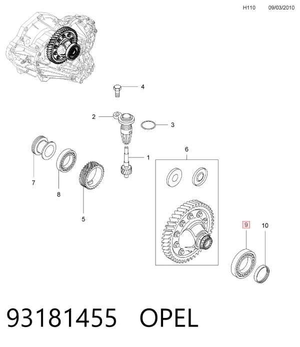 Łożysko dyferencjału mostu przedniego 93181455 General Motors