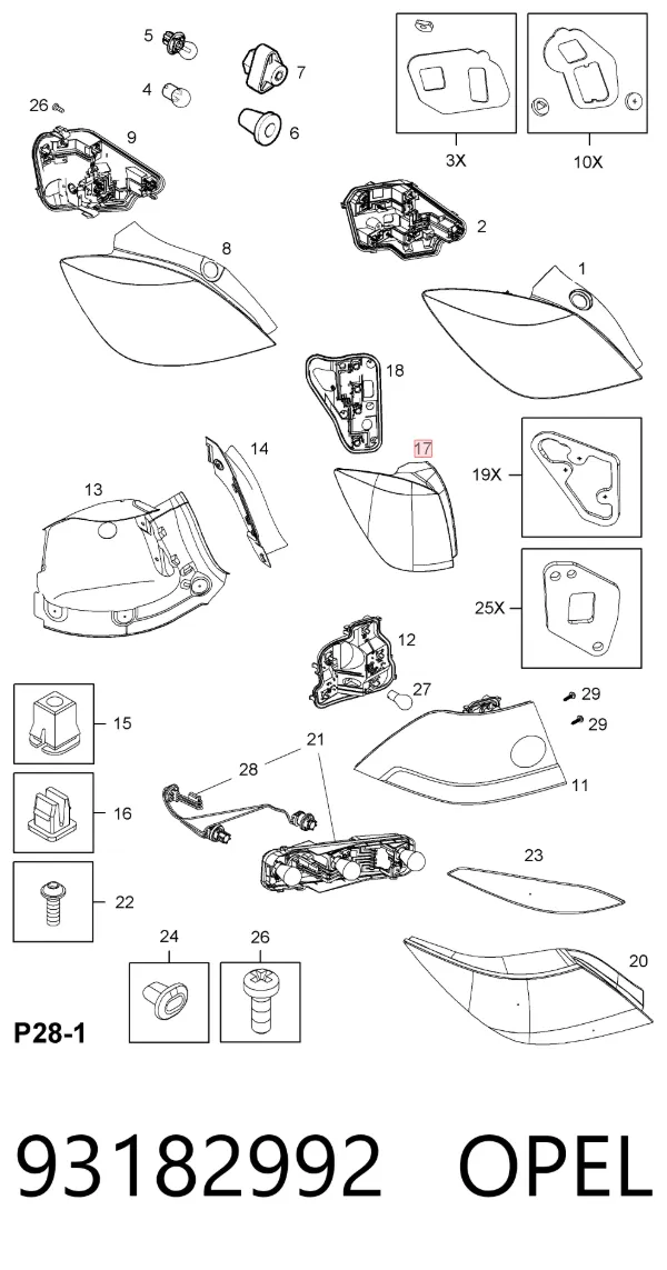Lampa zespolona tylna lewa 93182992 Opel