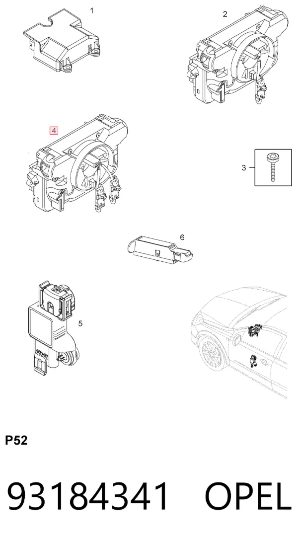 Pierścień kontaktowy AIRBAG, taśma kierownicy 93184341 Opel