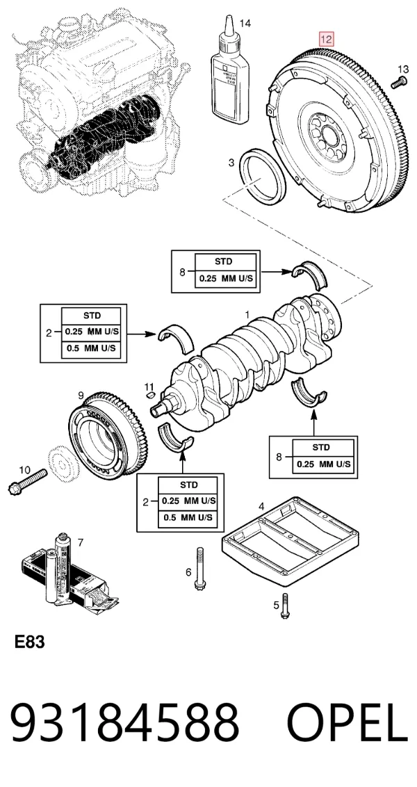 Koło zamachowe silnika 93184588 Opel