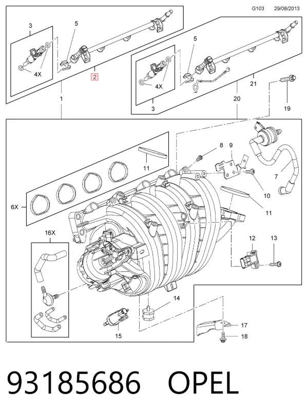 Wtryskiwacz paliwa 93185686 Opel