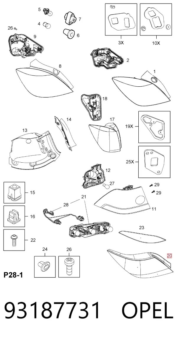 Lampa zespolona tylna prawa Opel Astra H TWINTOP