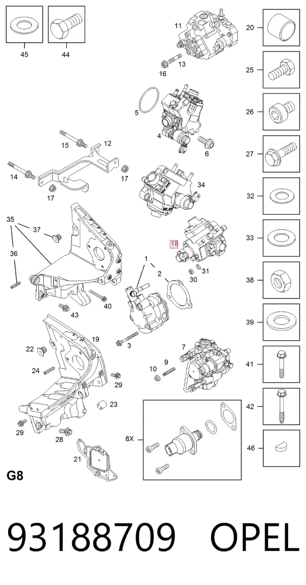 Pompa wtryskowa wysokiego ciśnienia 93188709 Opel