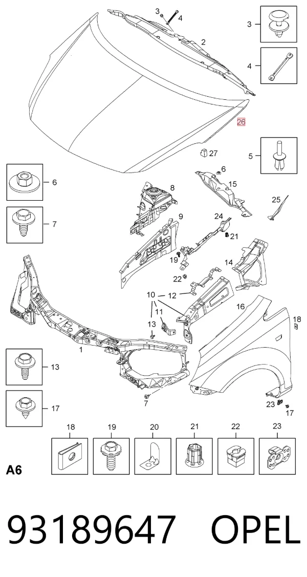 Maska silnika 93189647 Opel