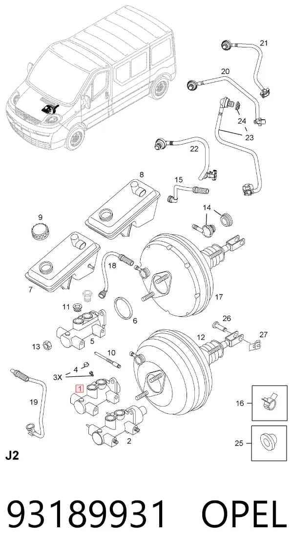 Główny cylinder hamulców 93189931 Opel