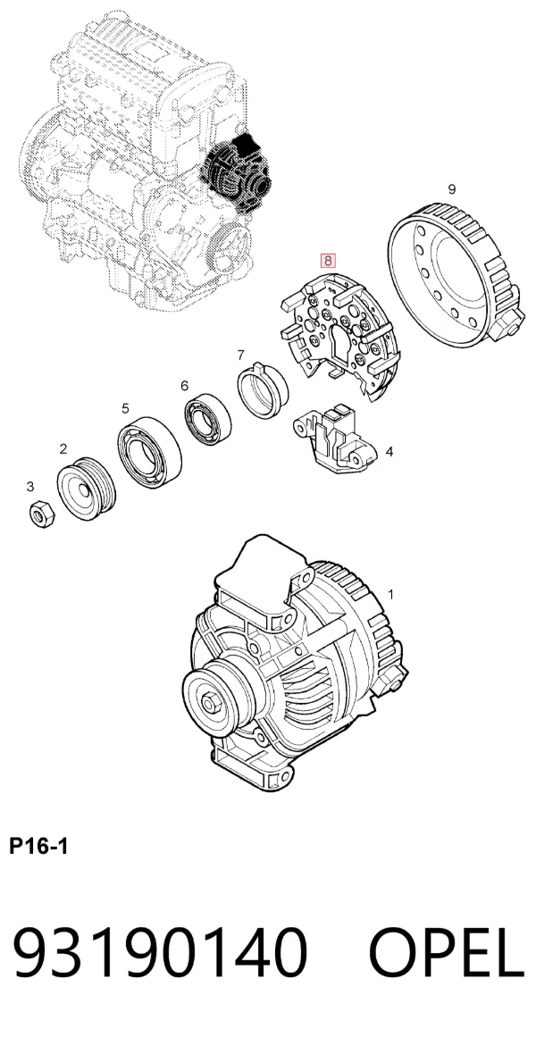 Mostek prostowniczy alternatora = Moster diodowy alternatora 93190140 Opel