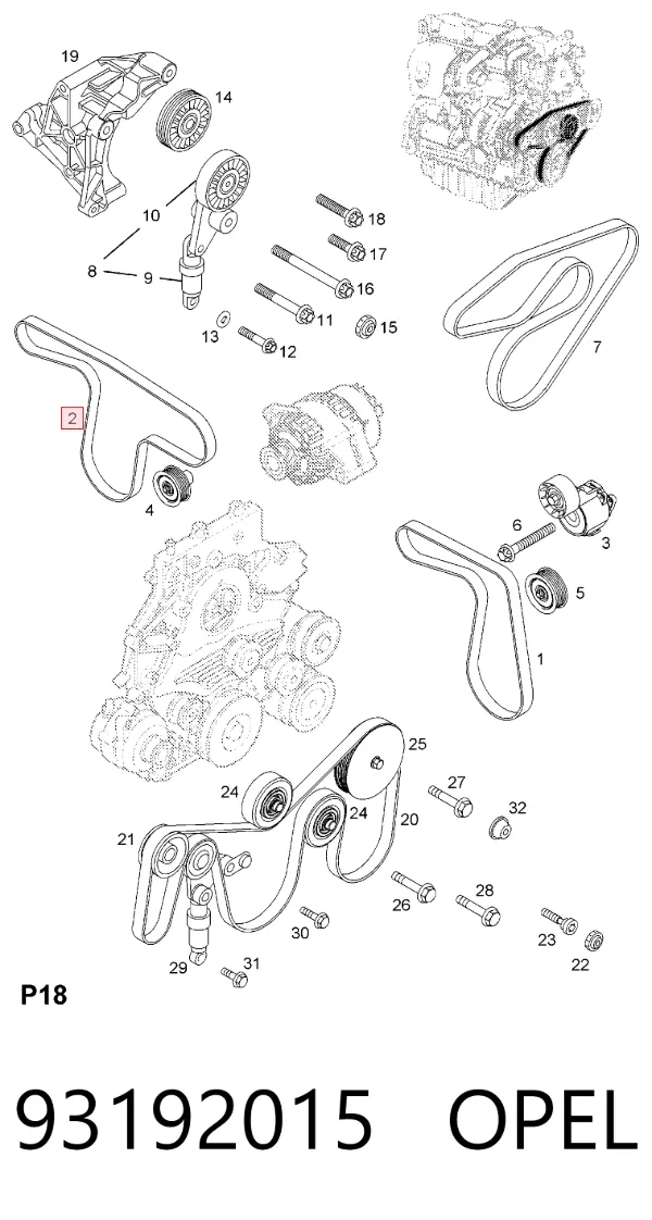 Pas napędowy mechanizmów 93192015 Opel