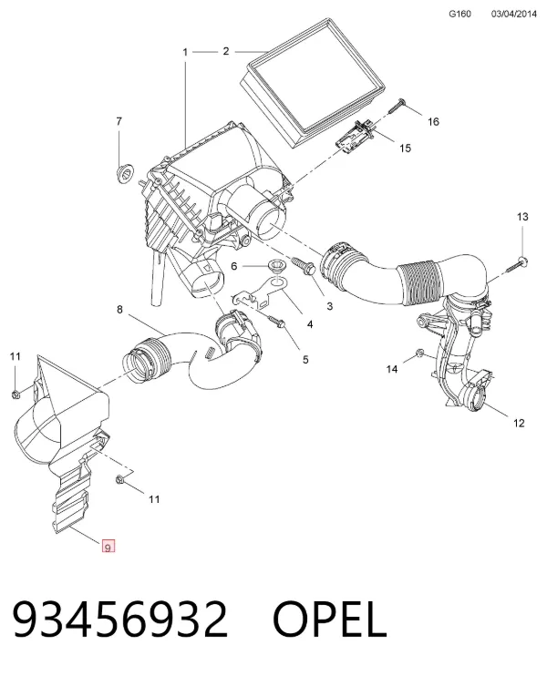 Wlot powietrza do filtra powietrza Renault Trafic III
