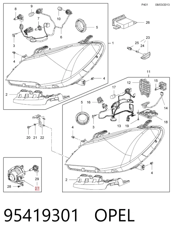 Lampa przeciwmgielna lewa/prawa 95419301 Opel