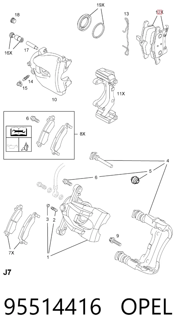 Klocki hamulcowe przednie tarczowe 95514416 Opel