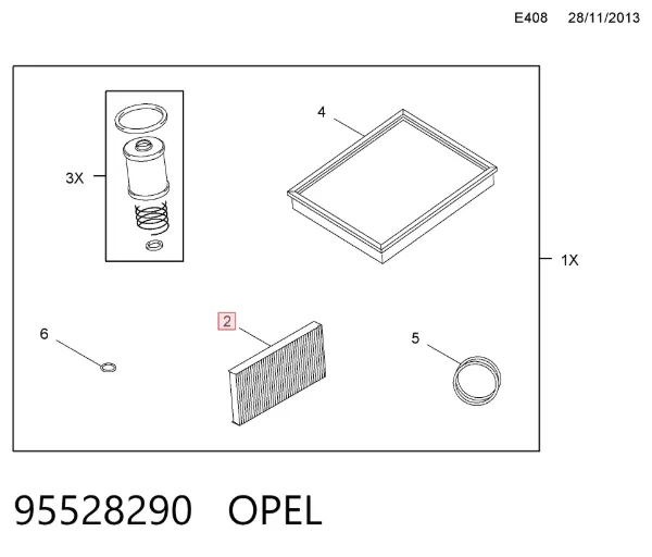 Filtr kabiny 95528290 Opel