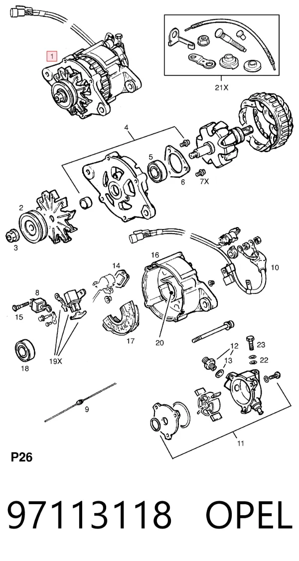 Alternator 97113118 Opel