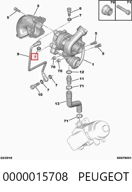 Uszczelka przewodu dopływu oleju do turbiny 0000015708 Peugeot/Citroen