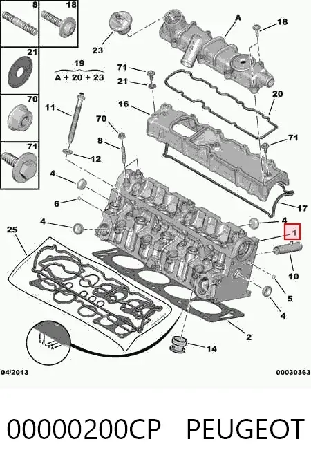 Głowica cylindrów 00000200CP Peugeot/Citroen