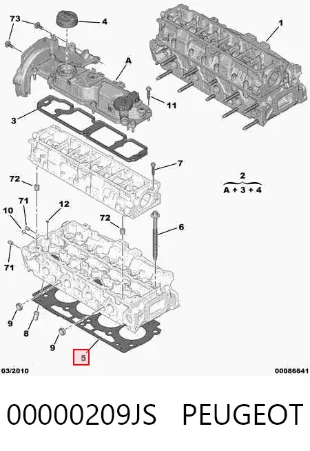 Uszczelka głowicy cylindrów 00000209JS Peugeot/Citroen