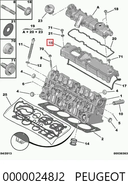 Pokrywa zaworowa 00000248J2 Peugeot/Citroen