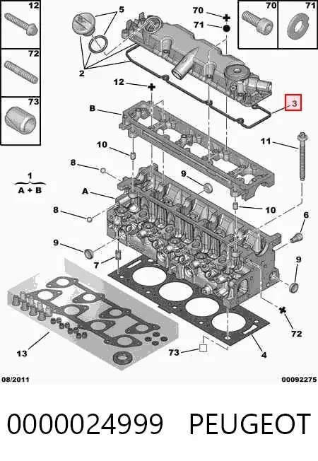 Uszczelka pokrywy zaworowej silnika 0000024999 Peugeot/Citroen