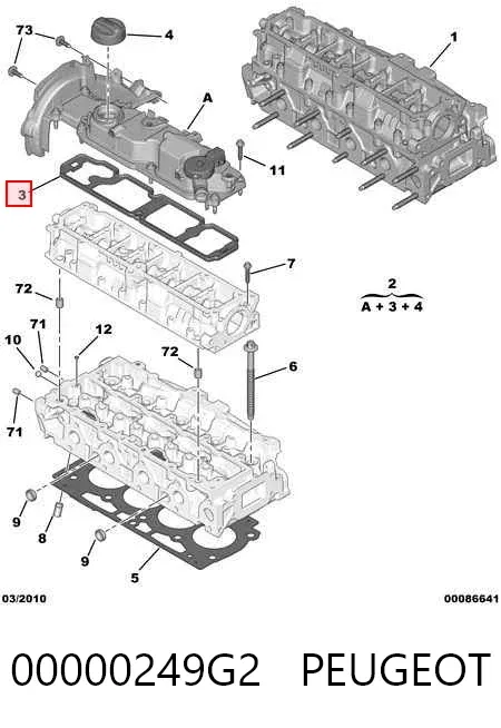 Uszczelka pokrywy zaworowej silnika 00000249G2 Peugeot/Citroen