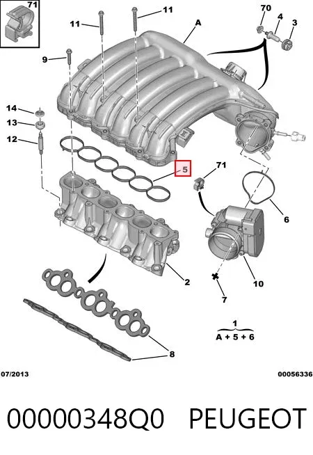 Uszczelka kolektora ssącego 00000348Q0 Peugeot/Citroen