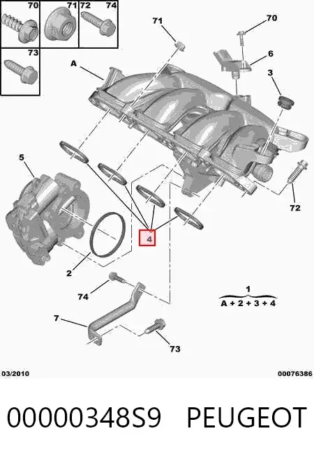 Uszczelka kolektora ssącego 00000348S9 Peugeot/Citroen