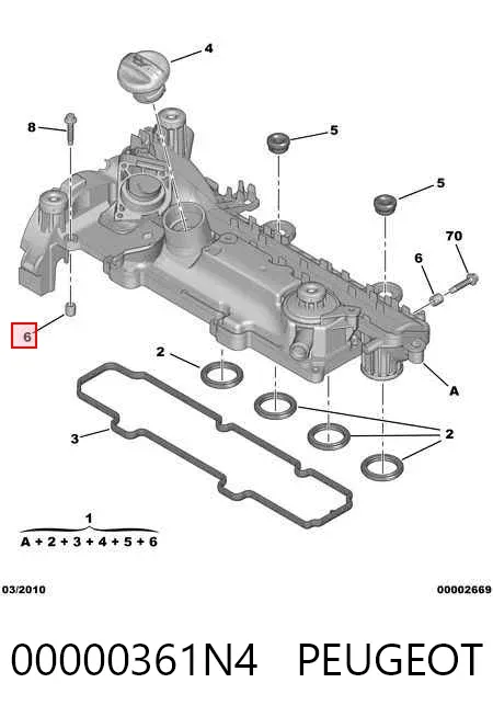 Pokrywa zaworowa 00000361N4 Peugeot/Citroen