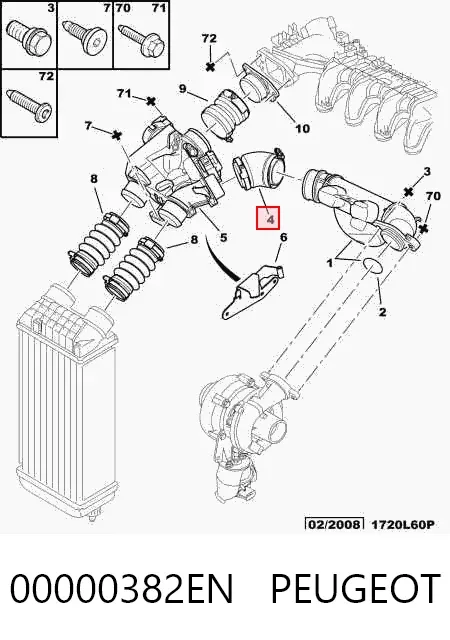 Przewód (króciec) intercoolera 00000382EN Peugeot/Citroen