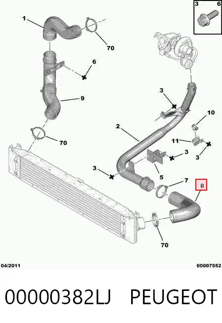 Przewód (króciec) intercoolera 00000382LJ Peugeot/Citroen