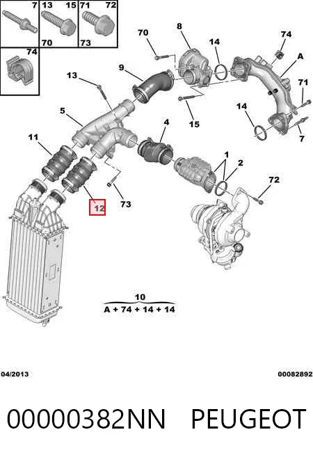 Przewód (króciec) intercoolera 00000382NN Peugeot/Citroen