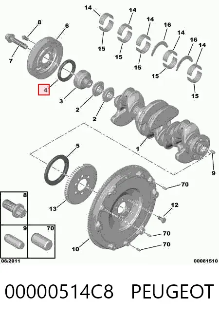 Uszczelniacz wału korbowego przedni 00000514C8 Peugeot/Citroen