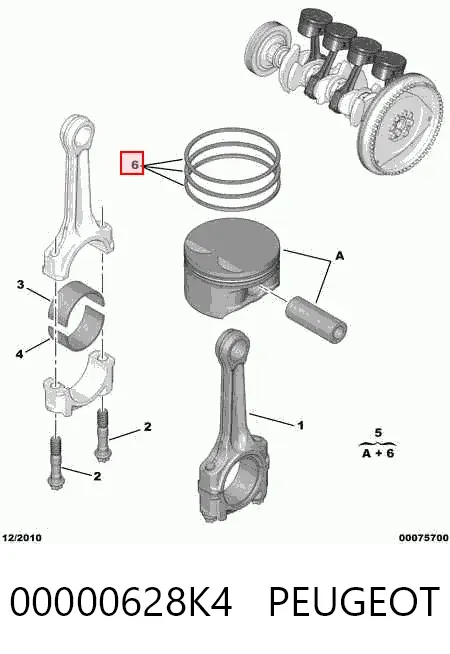 Tłok, komplet do jednego cylindru, STD 00000628K4 Peugeot/Citroen
