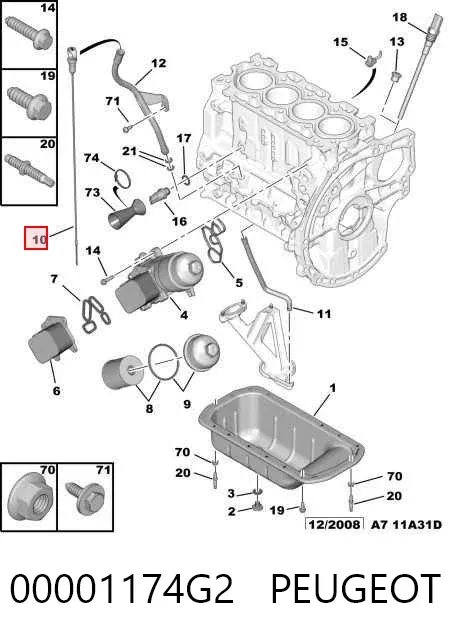 Bagnet poziomu oleju w silniku 00001174G2 Peugeot/Citroen