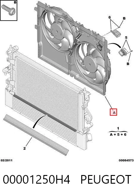 Dyfuzor chłodnicy, w komplecie z silnikiem i wirnikiem 00001250H4 Peugeot/Citroen