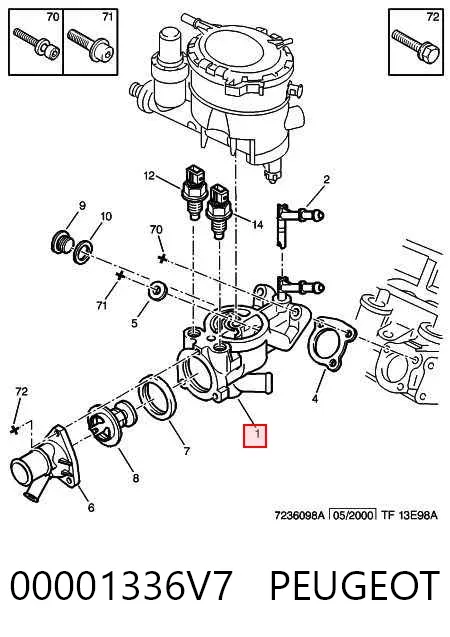 Obudowa termostatu 00001336V7 Peugeot/Citroen