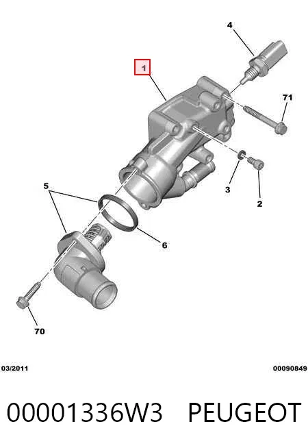 Obudowa termostatu 00001336W3 Peugeot/Citroen