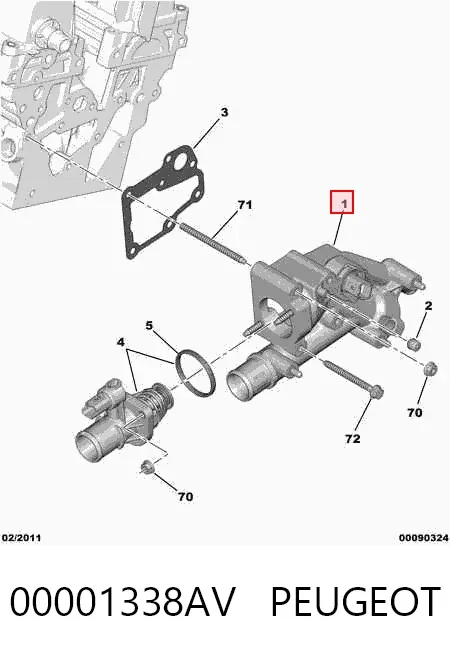 Obudowa termostatu 00001338AV Peugeot/Citroen