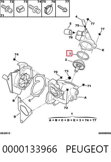 Uszczelka termostatu 0000133966 Peugeot/Citroen