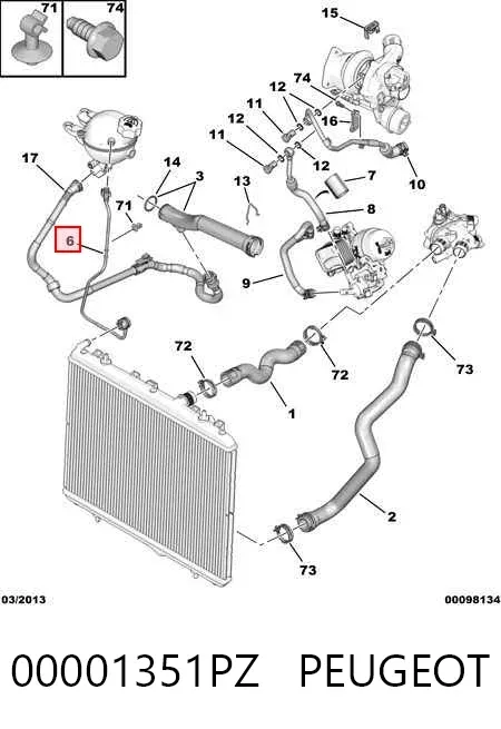 Przewód zbiornika wyrównawczego górny 00001351PZ Peugeot/Citroen