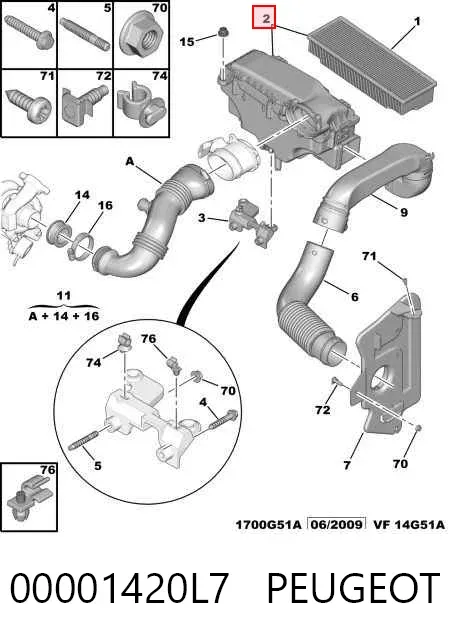 Obudowa filtra powietrza 00001420L7 Peugeot/Citroen