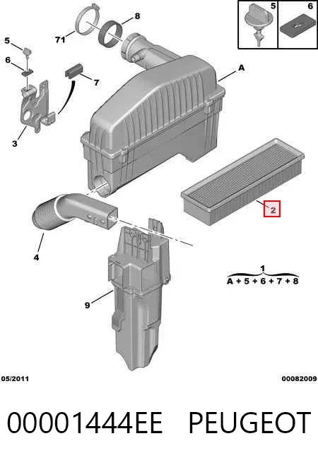 Filtr powietrza 00001444EE Peugeot/Citroen