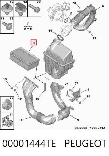 Filtr powietrza 00001444TE Peugeot/Citroen