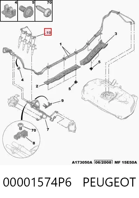 Rurka paliwa, zwrotna od wtryskiwaczy 00001574P6 Peugeot/Citroen