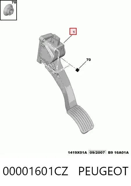 Pedał przyspieszenia (gazu) 00001601CZ Peugeot/Citroen
