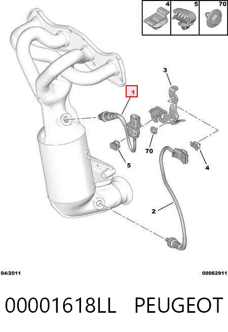 Sonda lambda czujnik tlenu przed katalizatorem 00001618LL Peugeot/Citroen