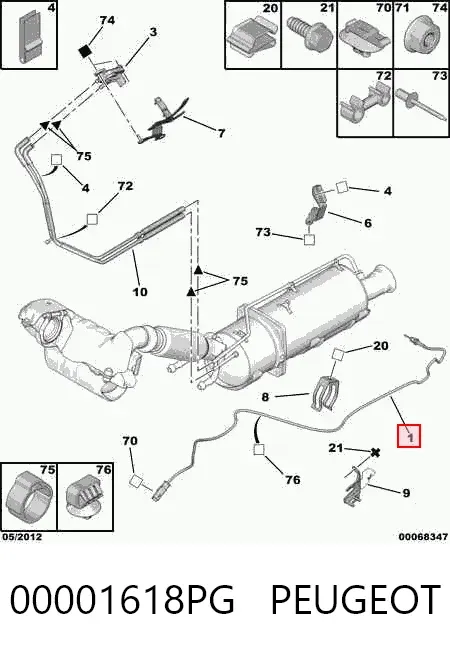 Czujnik temperatury spalin po filtrze cząstek stałych 00001618PG Peugeot/Citroen