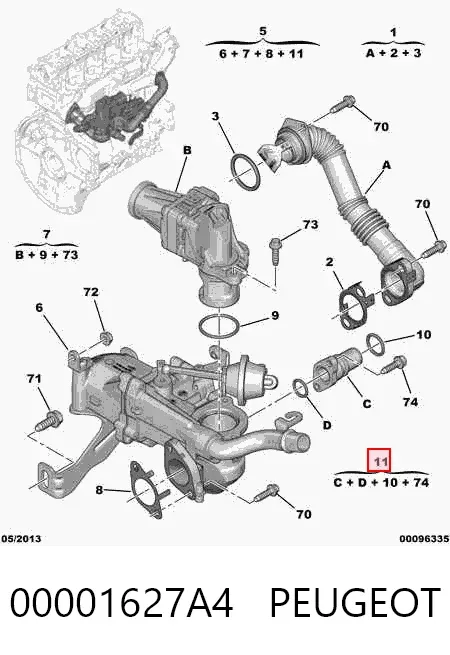 Wąż łącznika chłodnicy EGR 00001627A4 Peugeot/Citroen