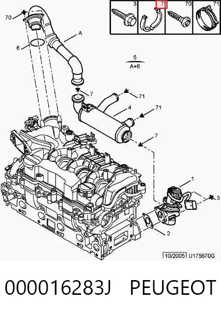 Obcior rury zaworu EGR 000016283J Peugeot/Citroen